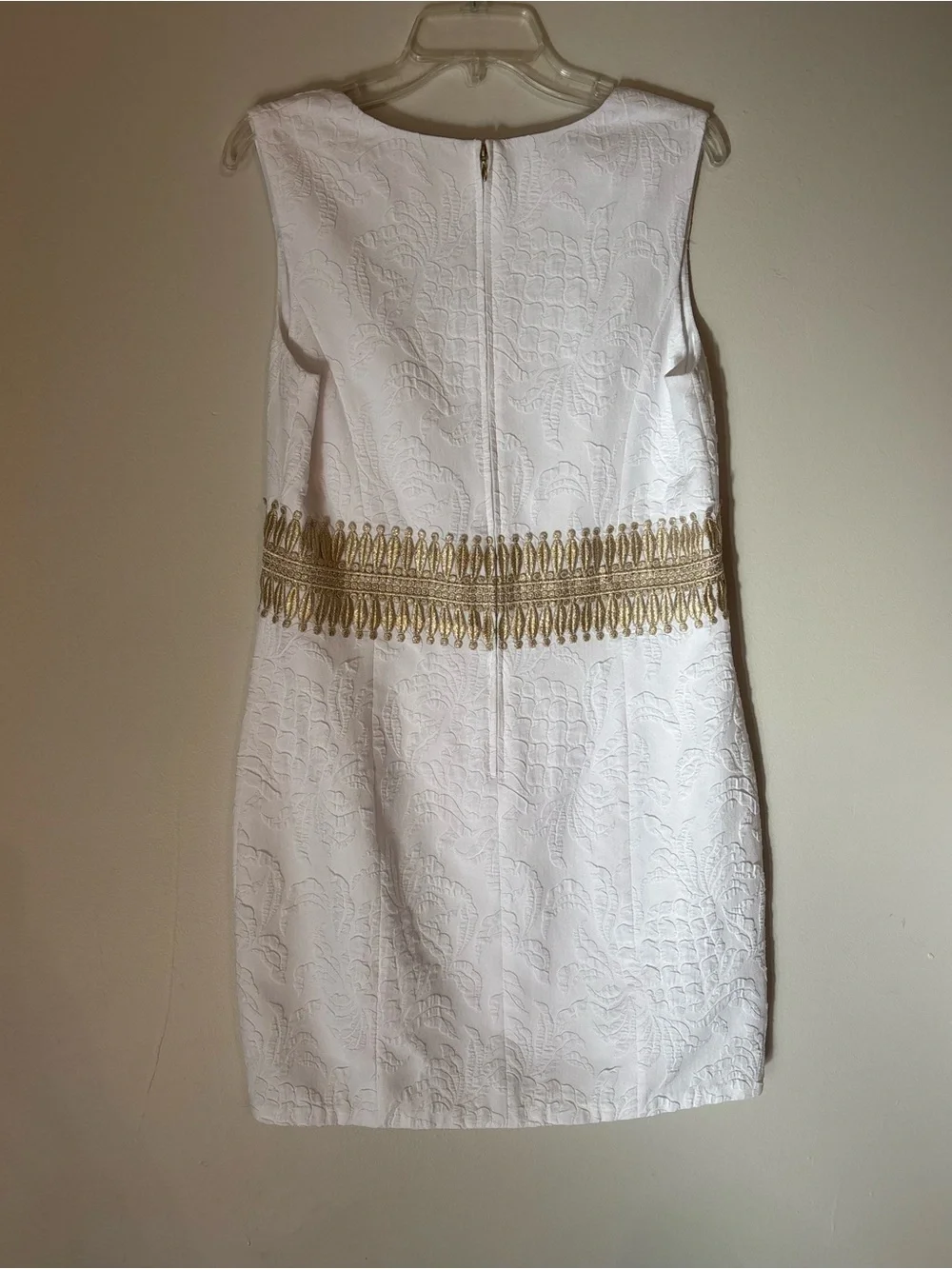 Lilly Pulitzer White Sleeveless Square-Neck Mini Dress with Gold Waist Trim - Picture 7 of 7